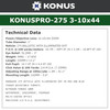 KONUS Konuspro 3-10x44mm 1in 275 Balistic Reticle Riflescope (7279)