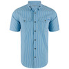 DRAKE WATERFOWL Men's Frat Seersucker Marina Blue Tonal Striped Button-Down Short Sleeve Shirt (DS2255-MBT)