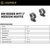 Ruger M77 Scope Rings 1 Inch, LEUPOLD Ringmounts Ruger M77 1-inch Medium Rings