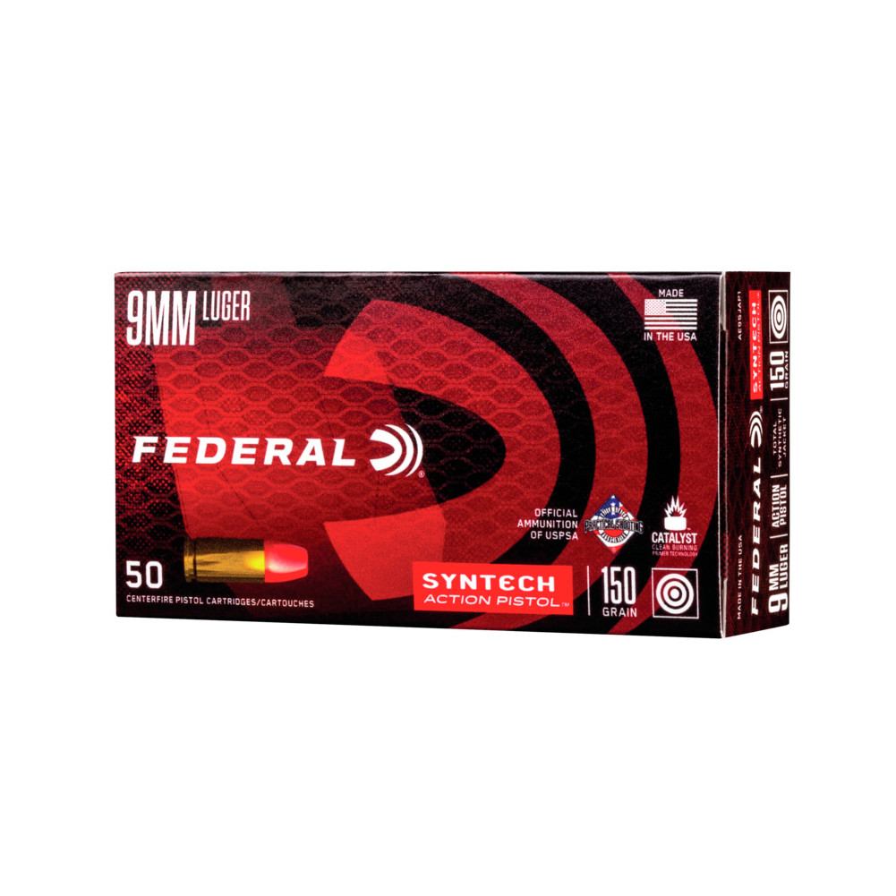 FEDERAL Syntech Action Pistol 9mm Ammo AE9SJAP1