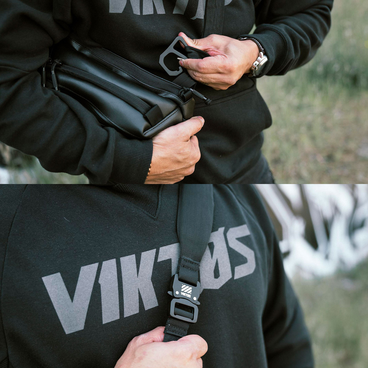 h.naoto six.h 鱗レザーボストンバッグ y2k Vホス グランジ VIKTOS Upscale3 Leather Black Slingbag 2102401