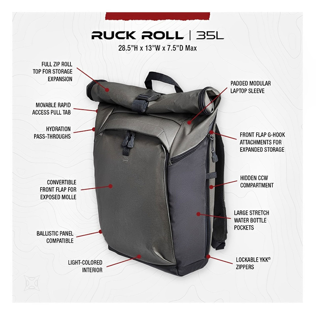 VERTX Ruck Roll Backpack F1-VTX5081-HMG-SMG
