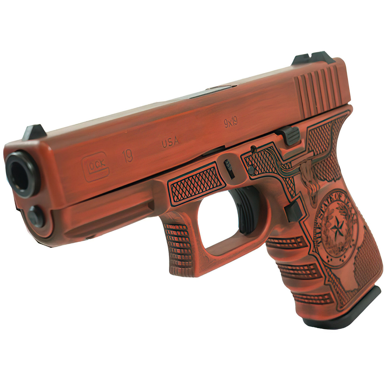 GLOCK 19 Gen 3 9mm Texas Orange Pistol UI1950203MODTXO