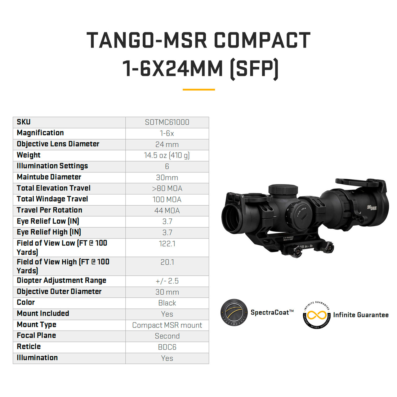 SIG SAUER Tango-MSR 1-6x24 Riflescope SOTMC61000