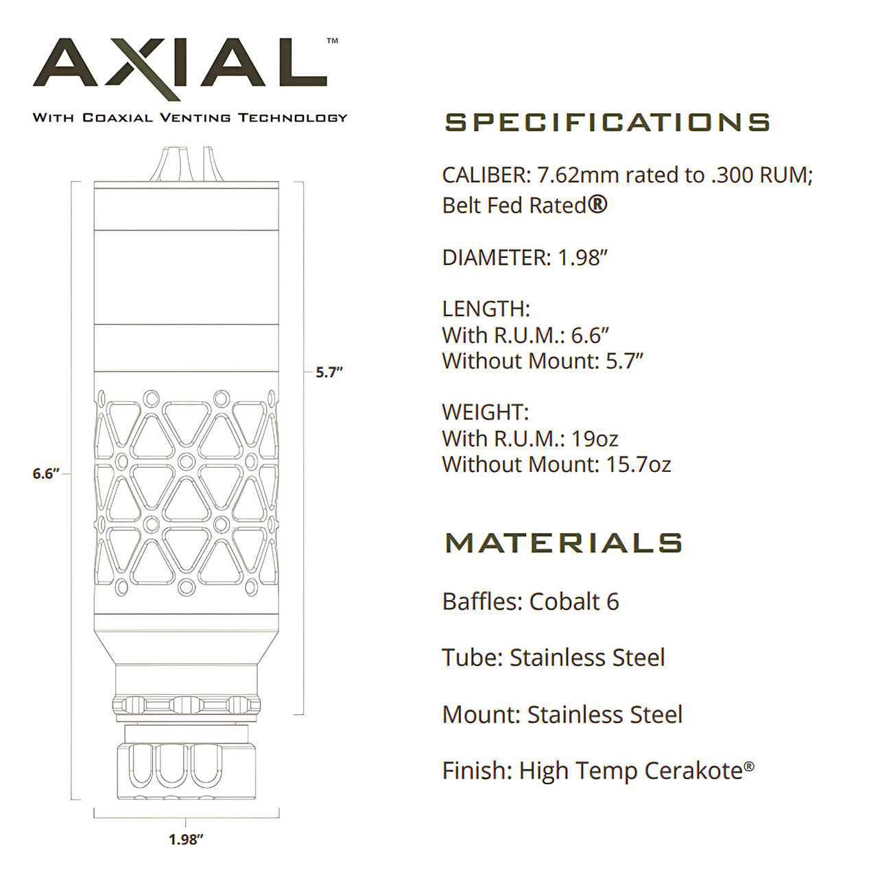 RUGGED SUPPRESSORS Axial 762 Suppressor AXL762