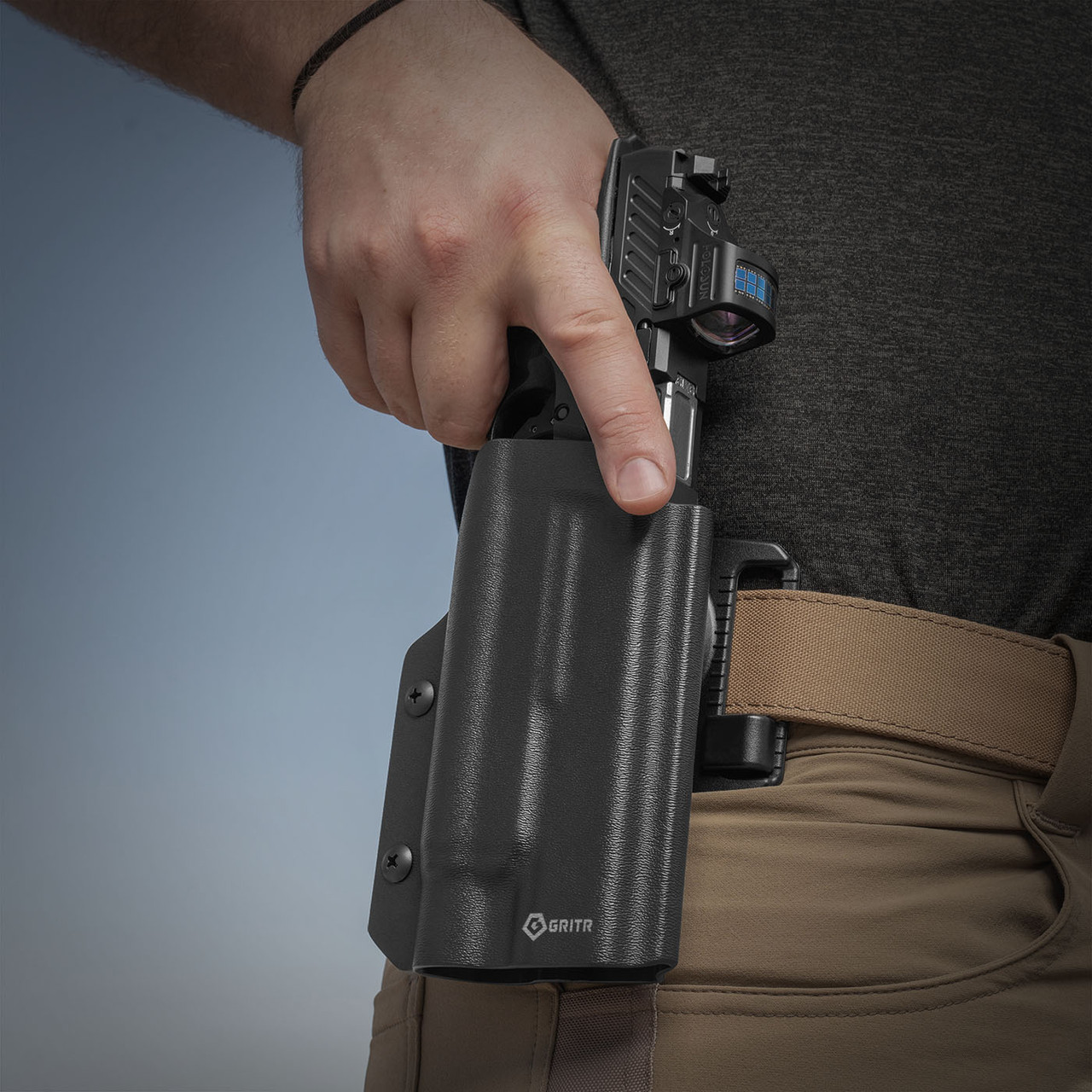 GRITR OWB Kydex Right Hand Holster Fits Glock 17 w Streamlight TLR 1