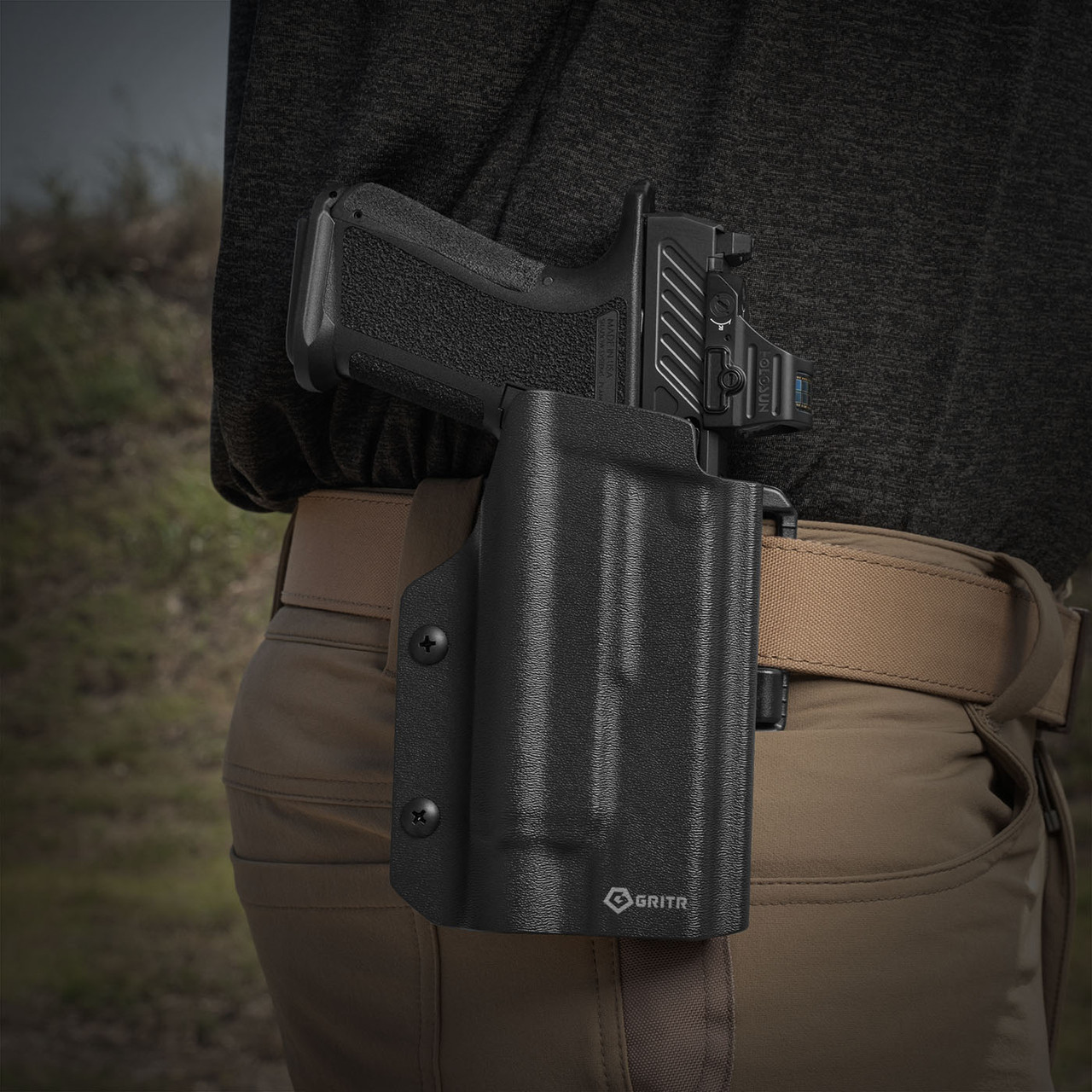 GRITR OWB Kydex Right Hand Holster Fits Glock 17 w Streamlight TLR 1
