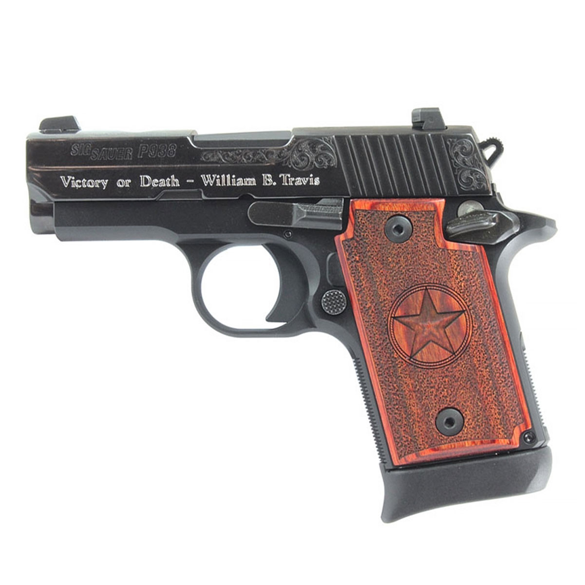 SIG SAUER P938 Texas Engraved Silver Pistol 9389TXSAMBI
