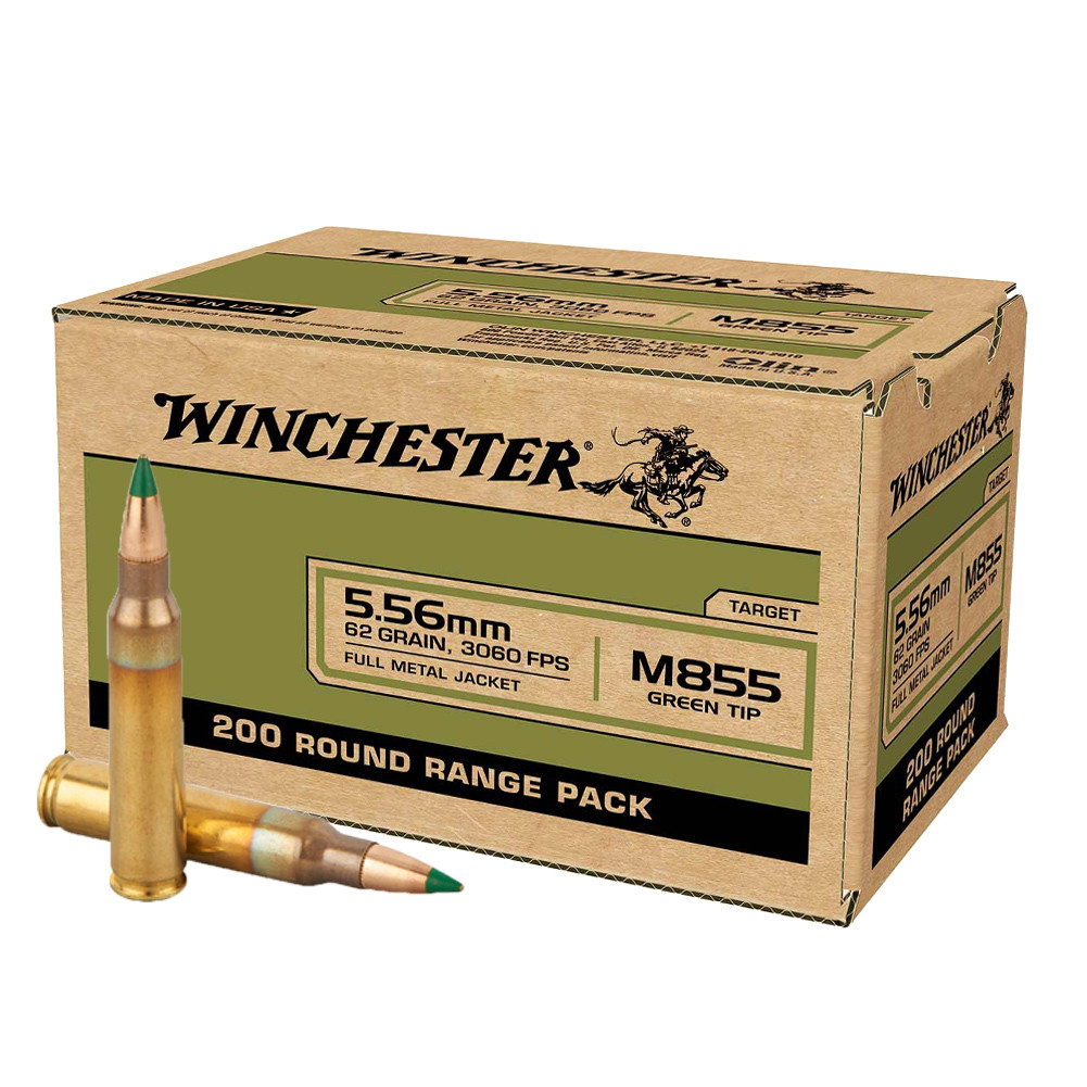 WINCHESTER AMMO M855 Green Tip 62Gr FMJ Ammo WM855200