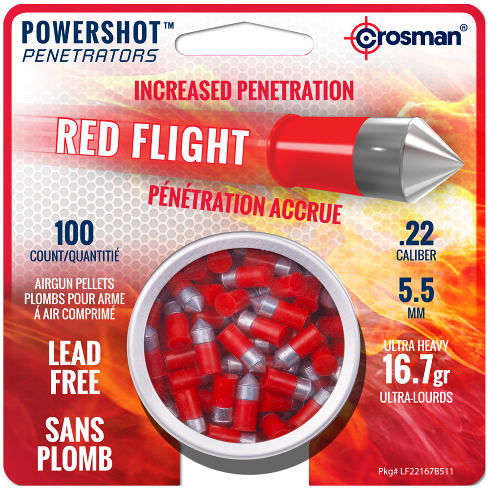 CROSMAN Red Flight 22 Caliber Red 100Ct Pellet LF22167