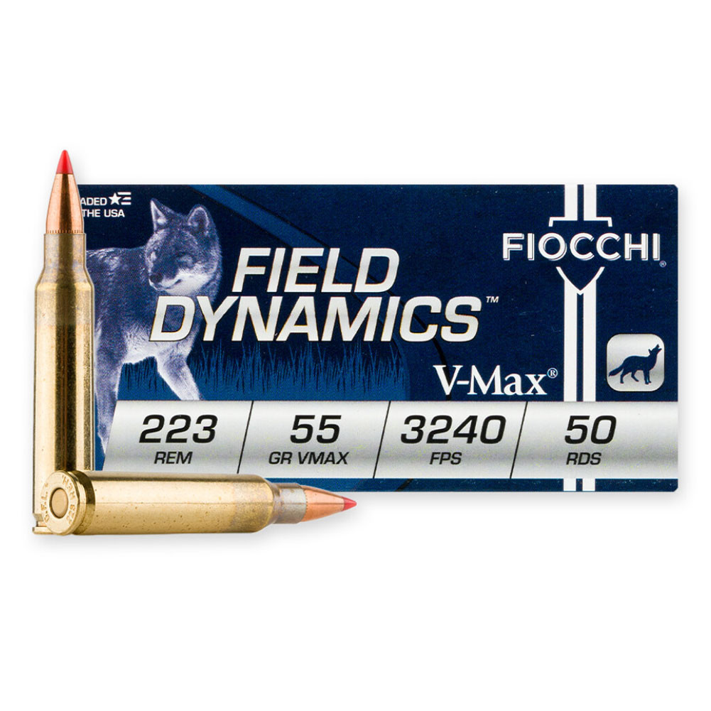FIOCCHI Field Dynamics 223 Rem 55gr V-Max Ammo 223HVC50