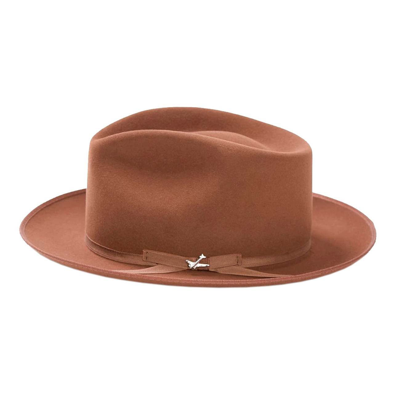 STETSON ステットソン Felt Fedora Brown 58cm Vintage Stetson Fedora Genuine Fur Felt Brown Hat with Bow
