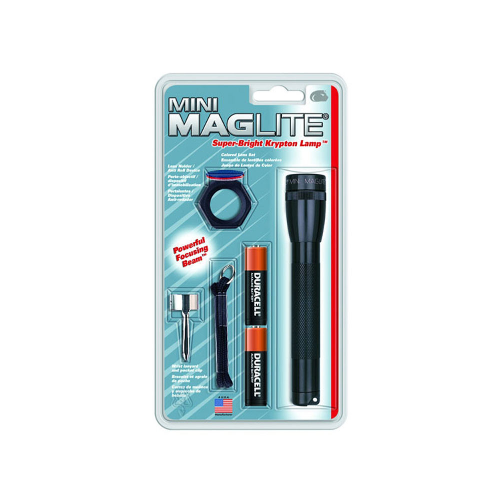 Maglite Mini 2 AA Flashlight Combo Pack - 14 Lumens, Adjustable Focus, Aluminum, Includes Accessories