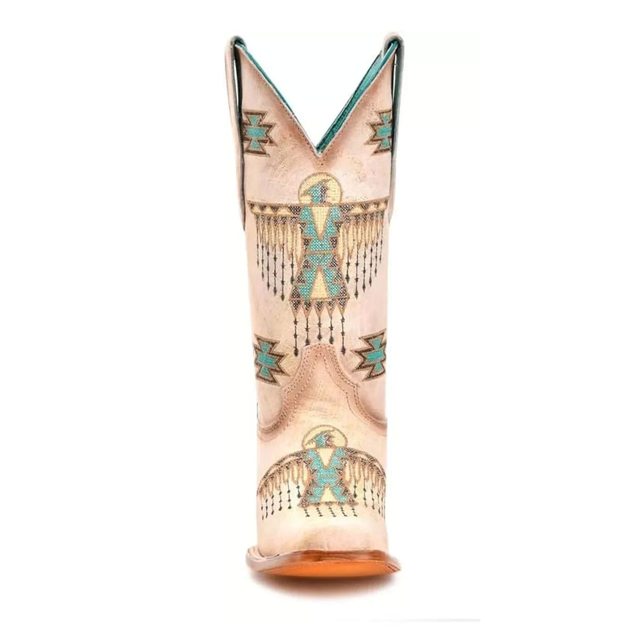 CORRAL White-Turquoise Embroidery Western Boots Z5219