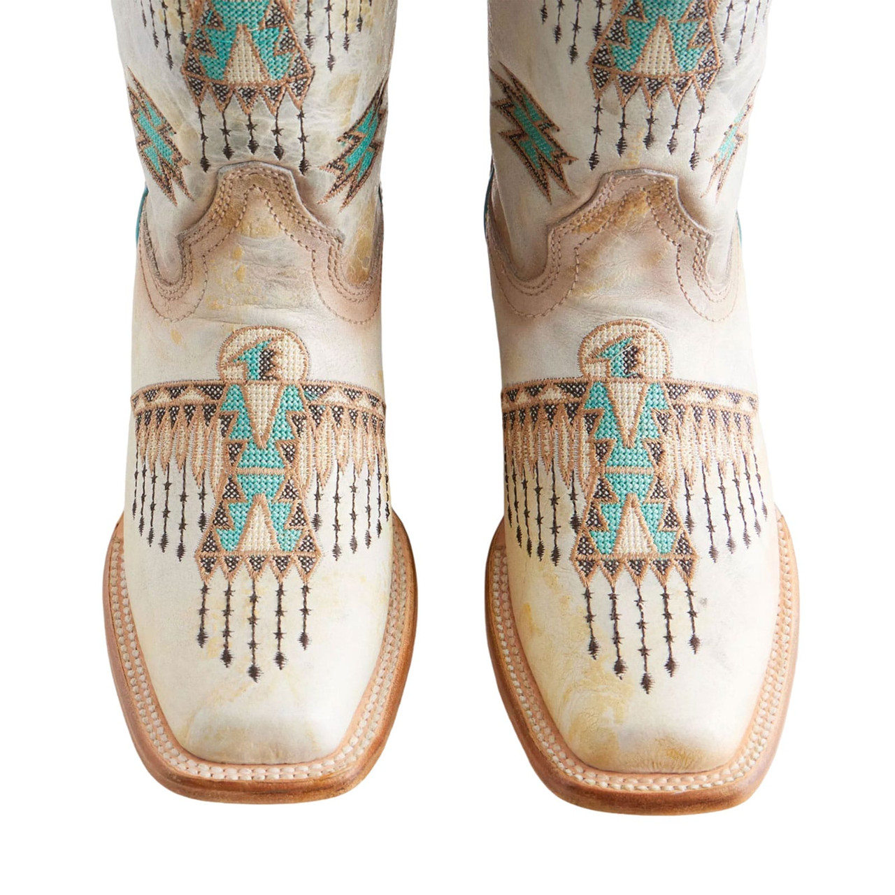 CORRAL White-Turquoise Embroidery Western Boots Z5219