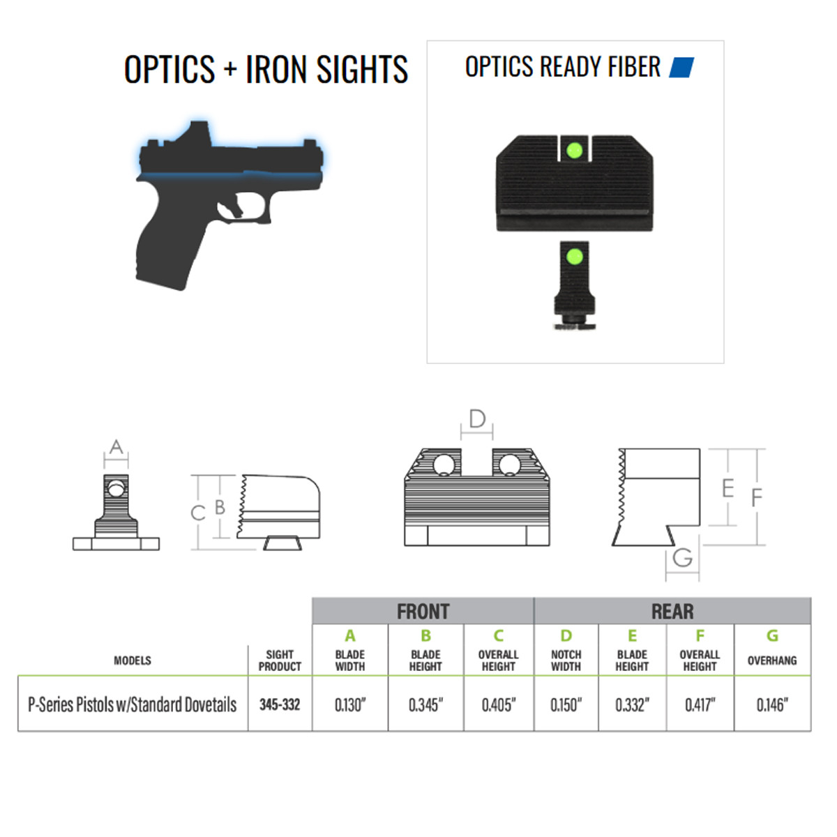 NIGHT FISION Red Front Sight Set SIG-183-345-332-RFZX