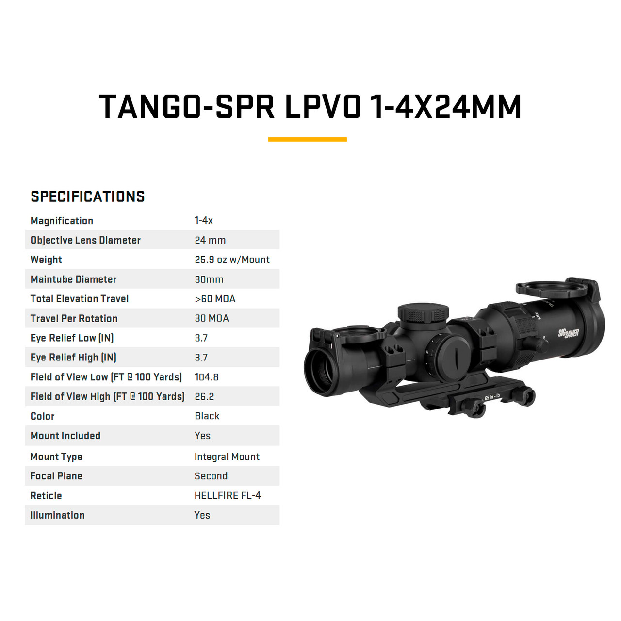 SIG SAUER Tango-SPR 1-4x24 30mm SF Riflescope SOTS41000