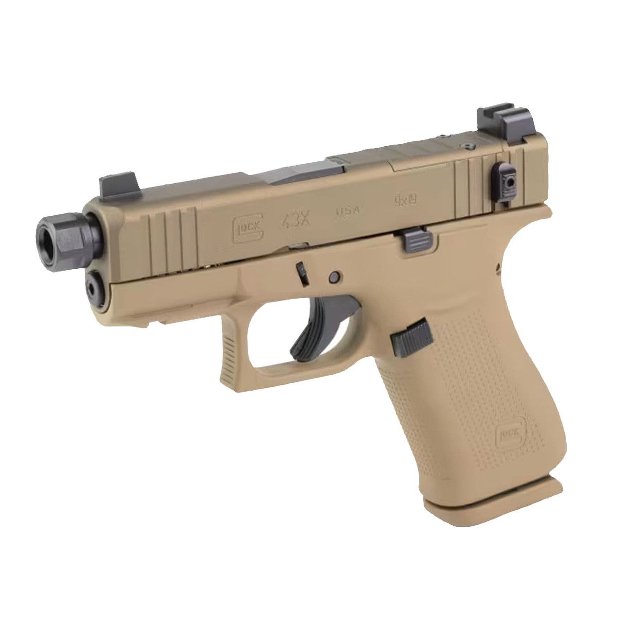 GLOCK 43X Hush Puppy 9mm FDE Pistol UX4350204FRN