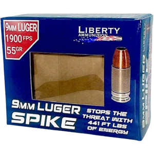 LIBERTY AMMUNITION Spike 9mm 20rd 55gr Ammo (LA-SPI9MM-55-2000)
