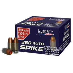 LIBERTY AMMUNITION Spike .380 Auto 55gr Solid 20rd/Box Handgun Ammo (LA-SPI380-55-1500)