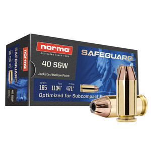 NORMA USA Safeguard .40 S&W 165gr JHP 50rd/Box Handgun Ammo (801407887)
