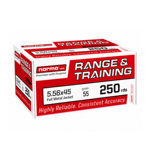 NORMA Range & Training 5.56x45mm 55Gr FMJ 250rd Box Rifle Ammo (701703514)