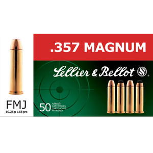 SELLIER & BELLOT 357 Mag 158 Grain FMJ Ammo, 50 Round Box (SB357A)