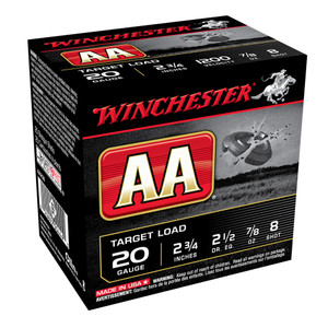 WINCHESTER AA 20Ga 7/8oz 2.75in #8 Lead Shot 25rd Box Shotshells (AA208)