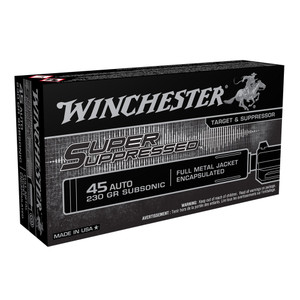 WINCHESTER Super Suppressed .45 ACP 230Gr FMJ 50rd Box Ammo (SUP45)