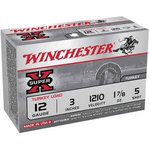WINCHESTER Super-X Turkey 12Ga 3in #5 1.875oz 10rd Box Shotgun Shells (X123MT5)
