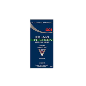 CCI Speer TNT Green 22 WMR 30 Grain Jacketed Hollow Point Ammo, 50 Round Box (60)