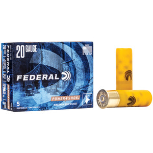 FEDERAL Power-Shok 20 Gauge 2.75in #3 Buckshot Ammo, 5 Round Box (F2033B)