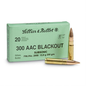 SELLIER & BELLOT 300 Blackout 200gr FMJ Subsonic Ammo 20 Round Box (SB300BLKSUBA)