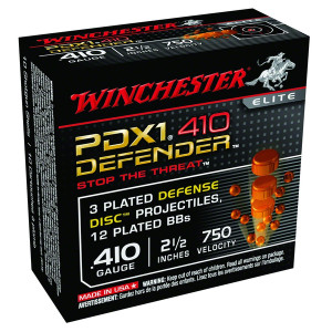 WINCHESTER PDX1 Defender 410Ga 2.5in Buckshot 3 Defense Discs/12 BB Pellets Ammo 10 Round Box (S410PDX1)