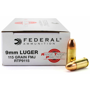 FEDERAL Range and Target 9mm Luger 115gr FMJ 50rd/Box Pistol Ammo (RTP9115)