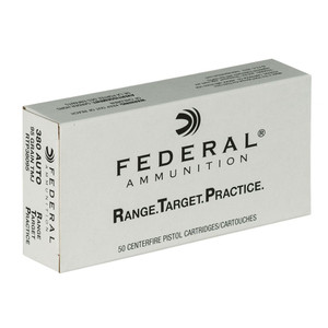 FEDERAL Range Target Practice .380 ACP 95Gr FMJ 50rd Box Ammo (RTP38095)