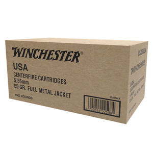 WINCHESTER AMMO USA 5.56mm 55 Grain Full Metal Jacket 1000rds/Box Rifle Ammo (WM1931000)
