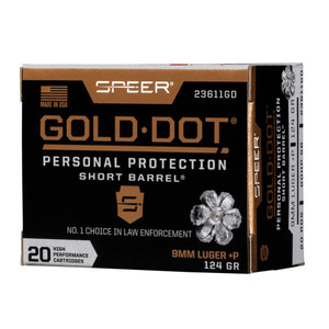 SPEER Gold Dot 9mm 124Gr 20rd Box Ammo (23611GD)