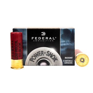 FEDERAL Power-Shok 12 Gauge 2.75in 00 Buckshot Ammo, 5 Round Box (H13200)