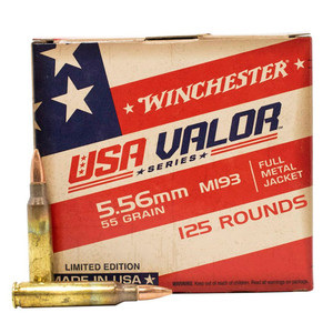 WINCHESTER AMMO USA Valor 5.56mm M193 55gr FMJ 125/Box Rifle Ammo (USA193125)