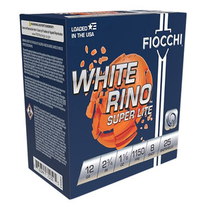 FIOCCHI White Rino Super Light 12Ga 2.75in #8 Lead 25rd/Box Shotshell (12WRSL8)
