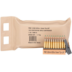 PMC 5.56x45mm 62gr M855 LAP Green Tip Ammo (5.56K-BP)
