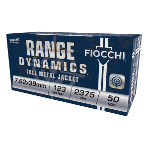 FIOCCHI Range Dynamics 7.62x39mm 123Gr FMJ 50rd Case Ammo (762X39A)