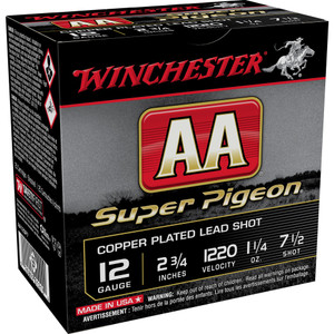 WINCHESTER AMMO AA Super Pigeon 12ga 2.75in #7.5 Copper-Plated Lead 25rd/Box Shotgun Shells (AA12SP7)