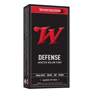 WINCHESTER AMMO Defense 10mm Auto 180gr JHP 50rd/Box Handgun Ammo (USA10JHP)
