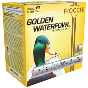 FIOCCHI Golden Waterfowl 12 Gauge 3in #3 25rd/Box Ammo (123SGW3)