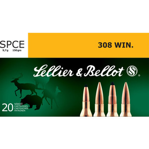 SELLIER & BELLOT 308 Win. 150 Grain SPCE Ammo, 20 Round Box (SB308D)
