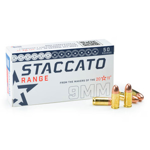 STACCATO Range 9mm 124 Grain Full Metal Jacket 50rd/Box Handgun Ammo (1-919-LHA124FMJ-STAC-R-ECOM)