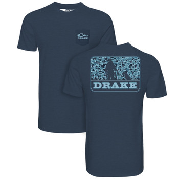 DRAKE Men's Companions Old School Night Sky Navy Heather Short Sleeve Shirt (DT9841-NSN)