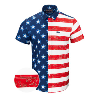 RETRO RIFLE Men's Old Glory Button Down Shirt (67658691)